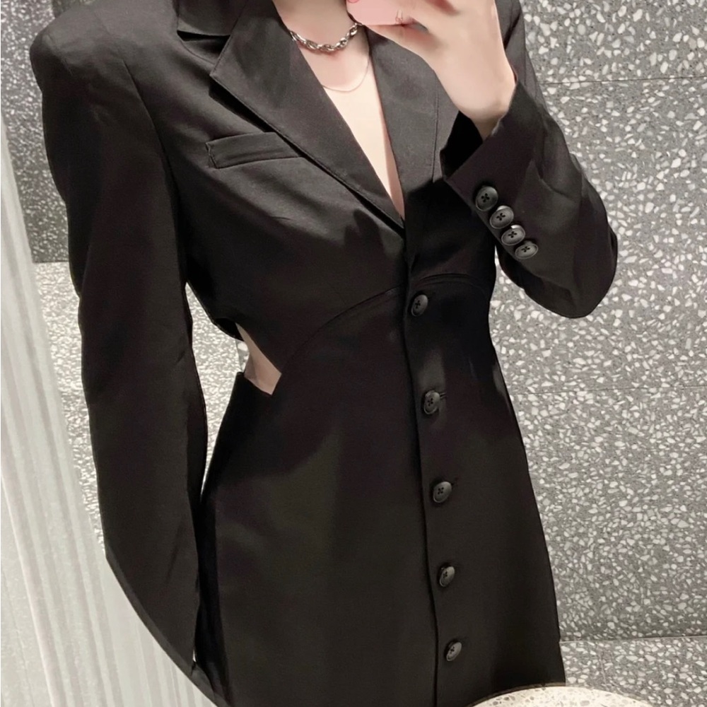 Urban Revivo Black Long Sleeve Blazer Dress